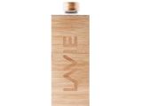 the bottle is made of wood and has a wooden lid