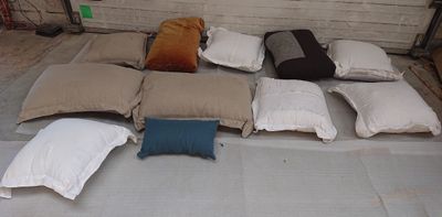 Box de 11 coussins diverses tailles et coloris en lin, coton…