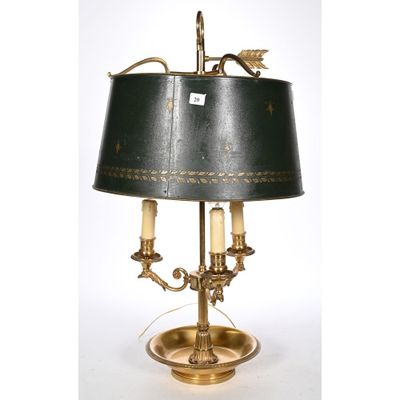an image of a table lamp with a black shade on it