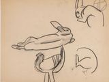 drawing of a drawing of a cat and a bird on a piece of paper
