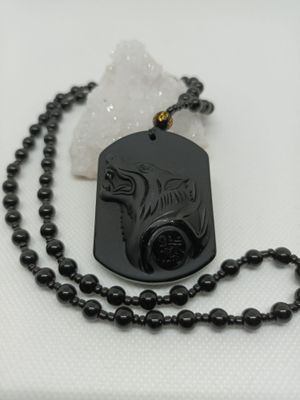 Lot de 140 Colliers "Tête de Guanyin" en Obsidienne Noire - …