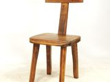 a wooden chair with a wooden seat on a white background