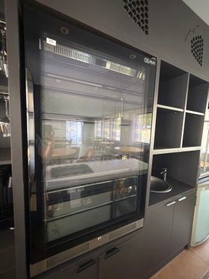 a large oven in the middle of a kitchen
