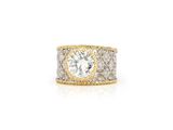a white and yellow gold ring with a diamond center