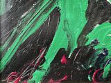 a painting of a motorcycle with a green leaf on it
