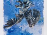 an image of a painting of a bird flying in the sky