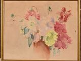 an image of a painting of flowers in a vase on a table
