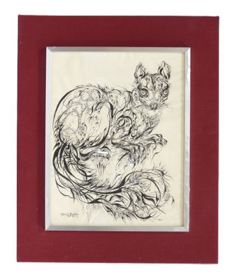 dessin d'un chat dans un cadre rouge sur fond blanc