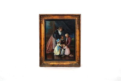 une photo d'un tableau représentant une femme et deux enfants