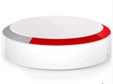 une image représentant un objet rond blanc et rouge orné d'une bande rouge
