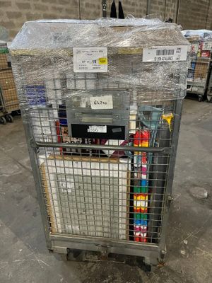 a cart that has a lot of items in it
