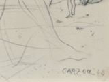 drawing of a man and a woman on a beach with a surfboard
