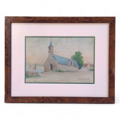 Louis PERINET (XIX-XXème) La chapelle dominant la mer