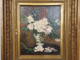 an image of a painting of flowers in a vase on a table