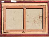 an old picture of a window with two panes of glass in it
