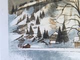 a picture of a painting of a snowy landscape