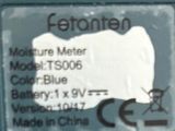 a close up of a label on a blue device