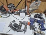 a table with a bunch of tools on top of it