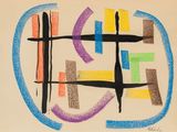 drawing of a colorful abstract design on a piece of paper