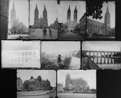 Ensemble de neuf plaques diapositives en verre, représentant…