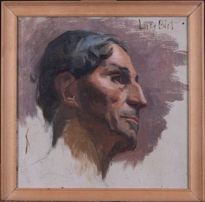 LUCE BIET (?) Etude de visage d'homme, huile sur toile signé… - Photo 1