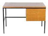 an image of a desk with a wooden top and metal legs