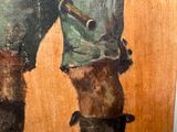 a picture of a painting of a man with a pipe in his hand