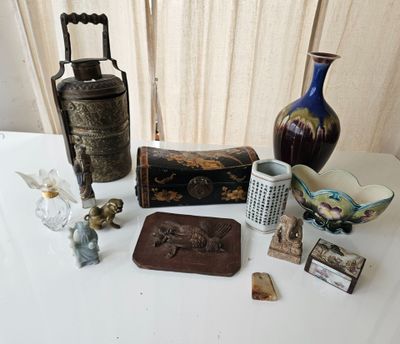 a table with a lot of different items on it