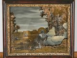 an old picture of a painting of a man and a woman in a landscape