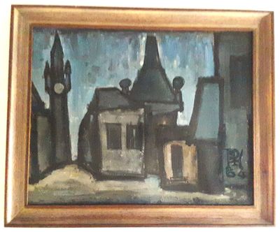 une peinture sur le mur d'un bâtiment avec une horloge dessus