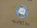 a drawing of a clock on the wall of a building