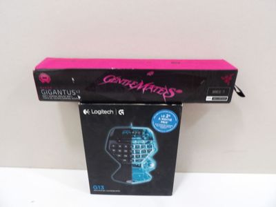 a pink box with a black keyboard on top of it