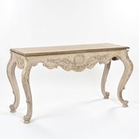 Console rectangulaire en bois laqué ceinture sculpté d'un mé…