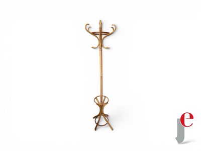 a close up of a metal coat rack on a white background