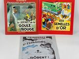 three children ' s books are sitting on a table with a white background