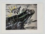 une image représentant un dessin de poisson sur lequel figure un crâne