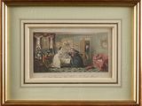 an image of a painting of a woman sitting at a table in a room