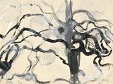 un dessin représentant un arbre situé au centre d'un tableau