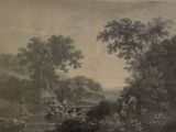 une photo d'un tableau représentant un homme et une femme dans un jardin