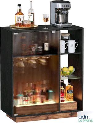 an image of a small bar with a coffee maker on top