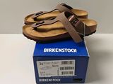 Sandales Birkenstock pour homme en cuir marron, neuves dans leur boîte d'origine