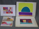 three cards with a picture of a hat and a picture of a building