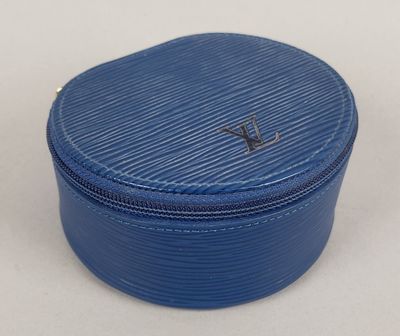 louis vuitton blue epi leather round jewelry box