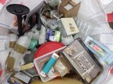 a bag full of items that are sitting on a table