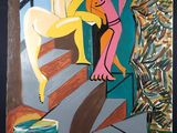 une image représentant un tableau sur lequel figurent une femme et un homme assis sur une chaise