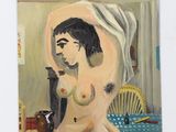 un tableau représentant une femme avec une serviette sur la tête