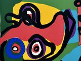 an image of a colorful painting of a person sitting on a couch