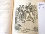 an open book with a drawing of a man on a boat
