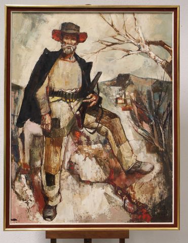 BERNARD LOCCA (1926-1997) « Portrait de Cowboy ». Huile sur toile...