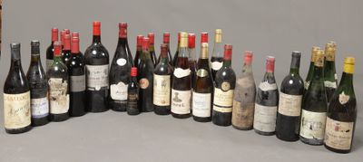 les nombreuses bouteilles de vin alignées sur la table